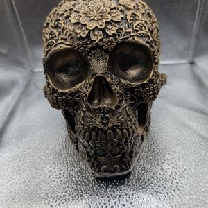 Floral Carved Skull Decor